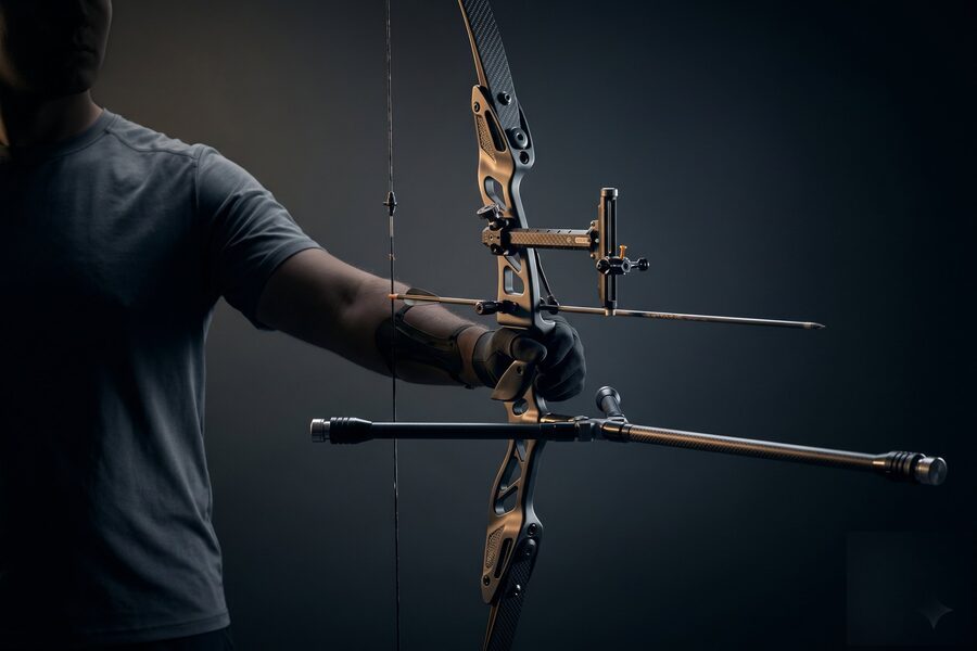 recurve-final Olympischer Recurvebogen mit Visier und Stabilisatoren